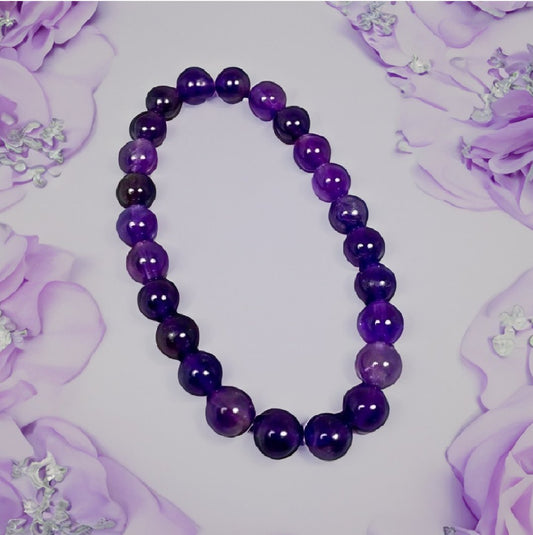 Amethyst Tumble Beads Stretchable Bracelet